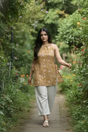 Shreya Halter Neck Short Kurti – Kalyanja